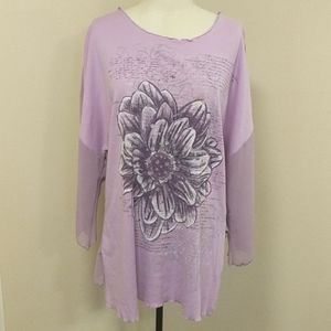 Long tunic in purple ,large flower print